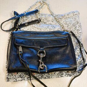 Rebecca Minkoff Mini MAC black leather crossbody bag w/gold-tone hardware